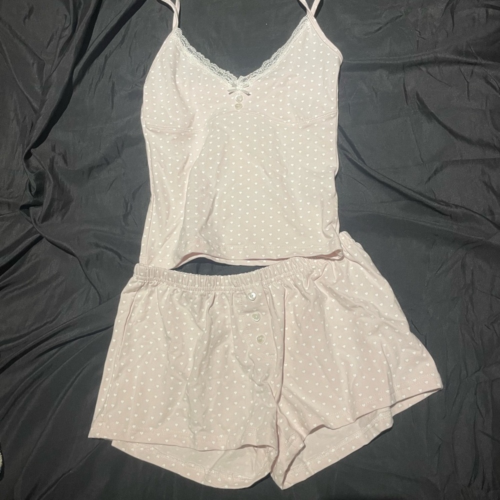 Women's Pink Heart Print Cami & Short Sleep Set